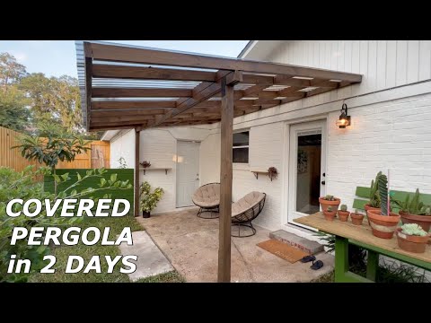 One Man Builds a PERGOLA in TWO DAYS on a Concrete Patio I Patio Transformation 2 DAYS in 12 mins