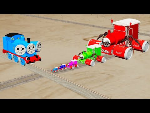 Cola Wheels Thomas the Tank Engine Big & Small Vs Triple Head Thomas Cursed - BeamNG.Drive