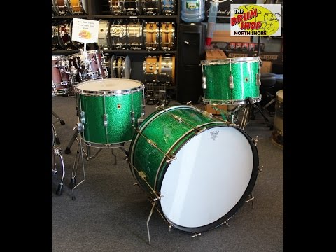 Vintage '50's WFL Club Date Drum Set 22.13.15 - Green Sparkle - The Drum Shop North Shore