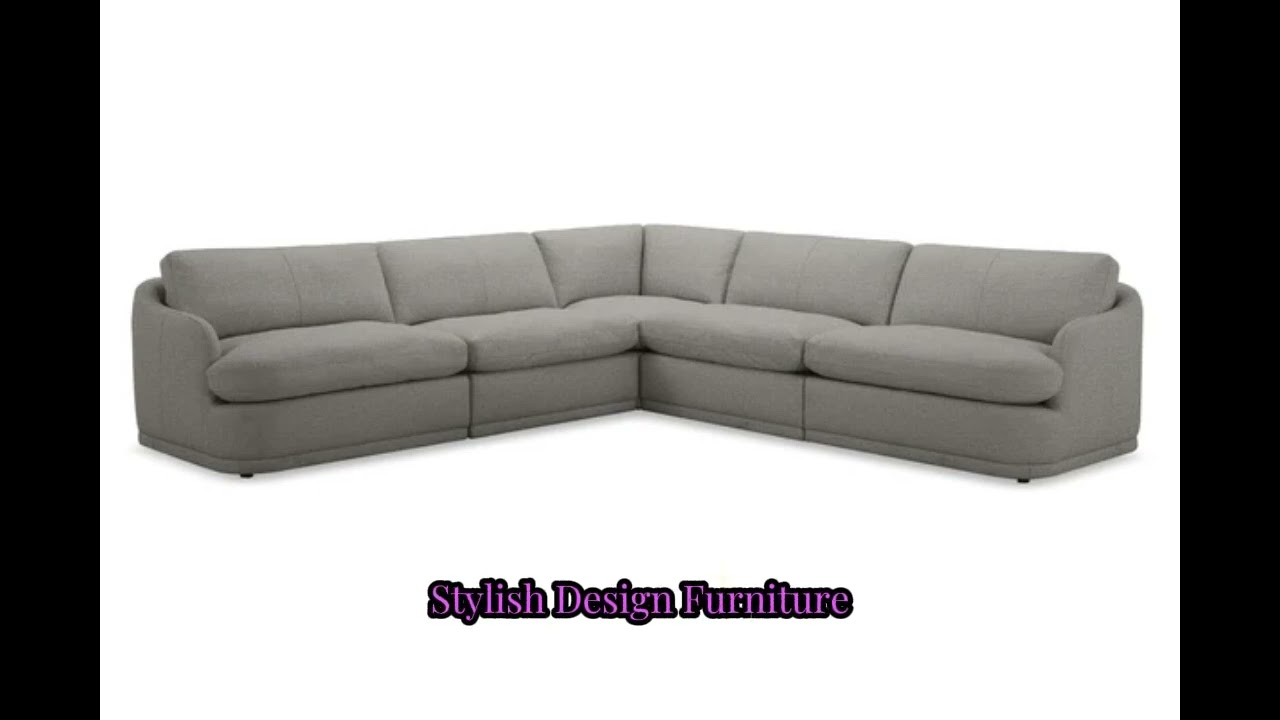 Divani Casa Chantry - Modern Grey Sand Fabric Sectional Sofa