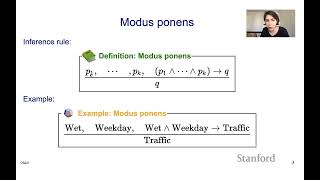 Example: Modus ponens（00:06:06 - 00:07:06） - Logic 5 - Propositional Modus Ponens | Stanford CS221: AI (Autumn 2021)