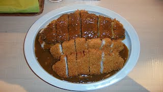 【飯動画】　オニオンカツカレーご飯大盛＋トンカツ×２　「サンタクロース亭」