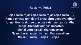 Roja Roja song lyrics song by PUnnikrishnan