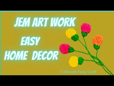 #woolenflowertricks #yarnflower Amazing Pom Pom  Flower Making Idea With Fingers.Hand Embroidery 🌷🌷🌷