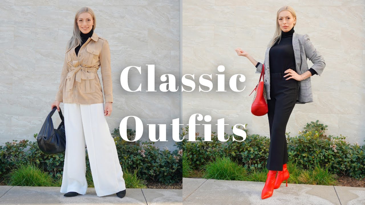 Watch video How To Style Classics: Wide Leg Trousers, Striped Top, & Monochrome Black Now How To Style Classics: Wide Leg Trousers, Striped Top, & Monochrome Black