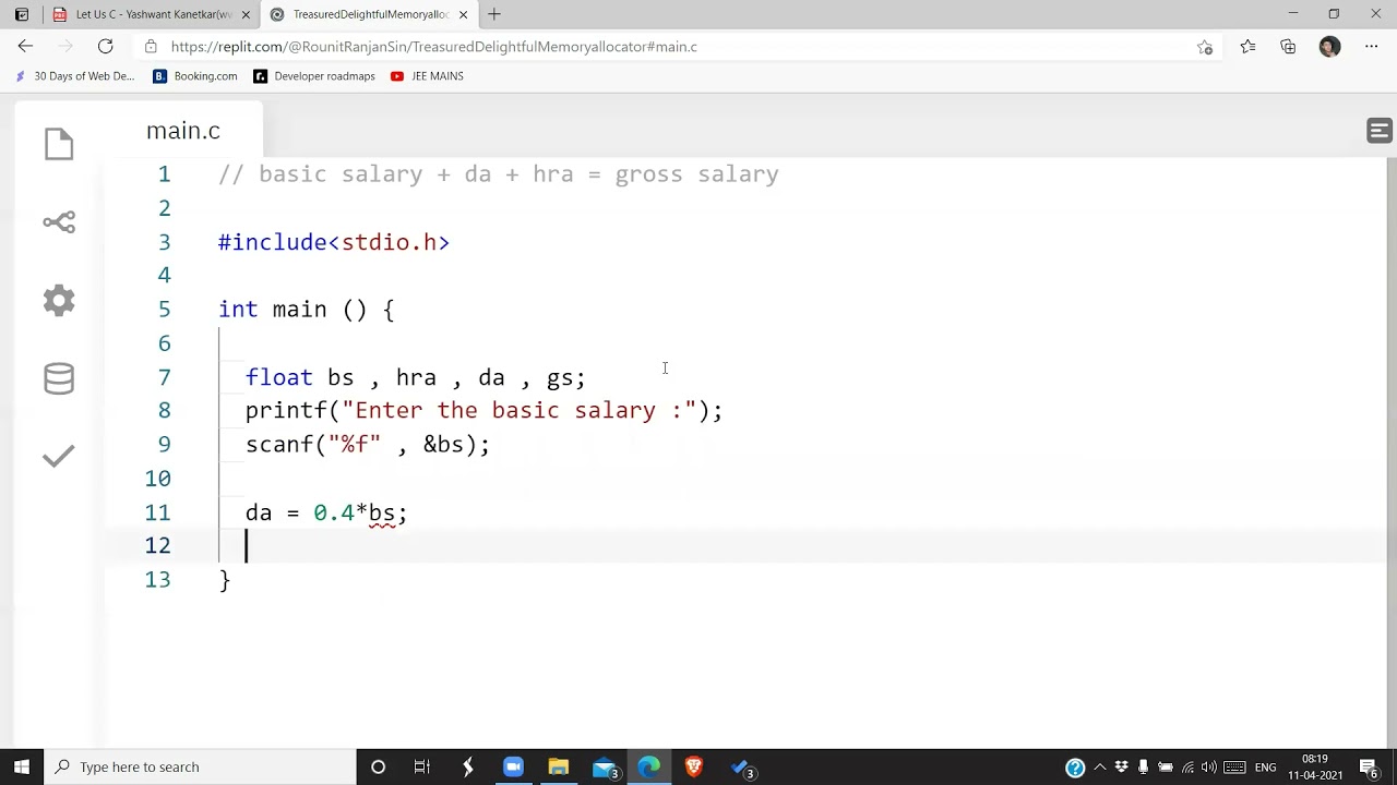 Ramesh Basic Salary C program