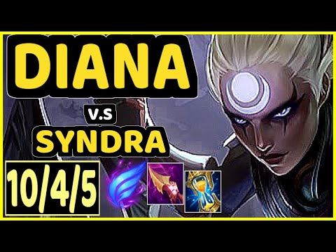 T1 FAKER (DIANA) vs SYNDRA - 10/4/5 KDA MID GAMEPLAY - KR Ranked DIAMOND