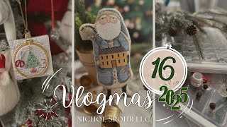 Vlogmas Day 16 | Cross stitch Blue Coat Santa Reveal