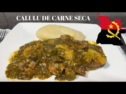 COMO FAZER PRATOS ANGOLANOS| CALULU DE CARNE SECA & FUNGE | Angolan Fufu