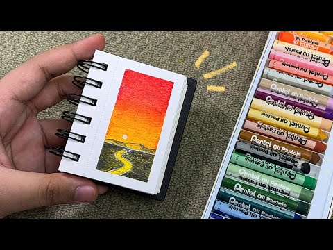 Easy Mini Oil Pastel Sunset Drawing for Beginners! • Step-by-step Tutorial