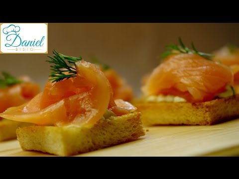 Apero Fingerfood / Rauchlachs Häppchen auf knusprigen Toast mit Frischkäse-Dill-Honig / Folge 78