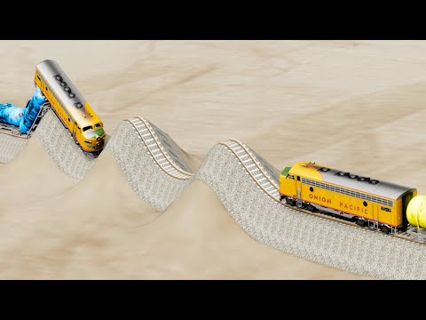 Impossible multiple Speed Bump Rail Tracks Vs Trains Crossing - BeamNG.Drive