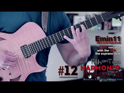 HARMONIC /the-sau-rus #12 - 11th on Top (minor) - 18 modern guitar voicings for min11 chords