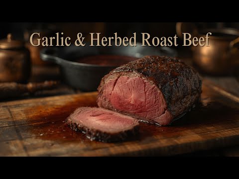 Garlic and Herb Crusted Roast Beef - Garlic Stuffed Beef Round Bottom Roast