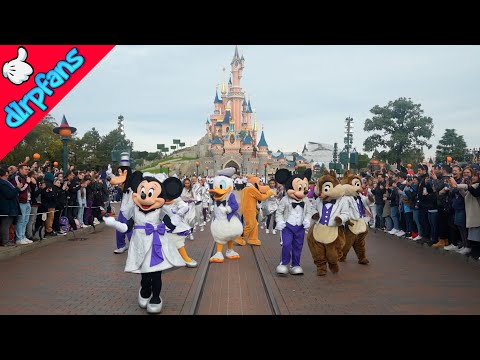 More than 100 Disney Characters walking through Main Street at Disneyland Paris