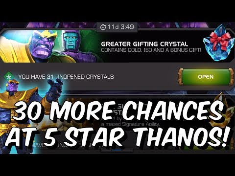 30x Greater Gifting Crystal Opening! - 30 Shots at 5 Star Thanos - Marvel Contest Of Champions