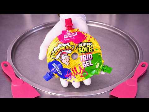 Warheads Super Sour Gel - Ice Cream Rolls (ASMR)