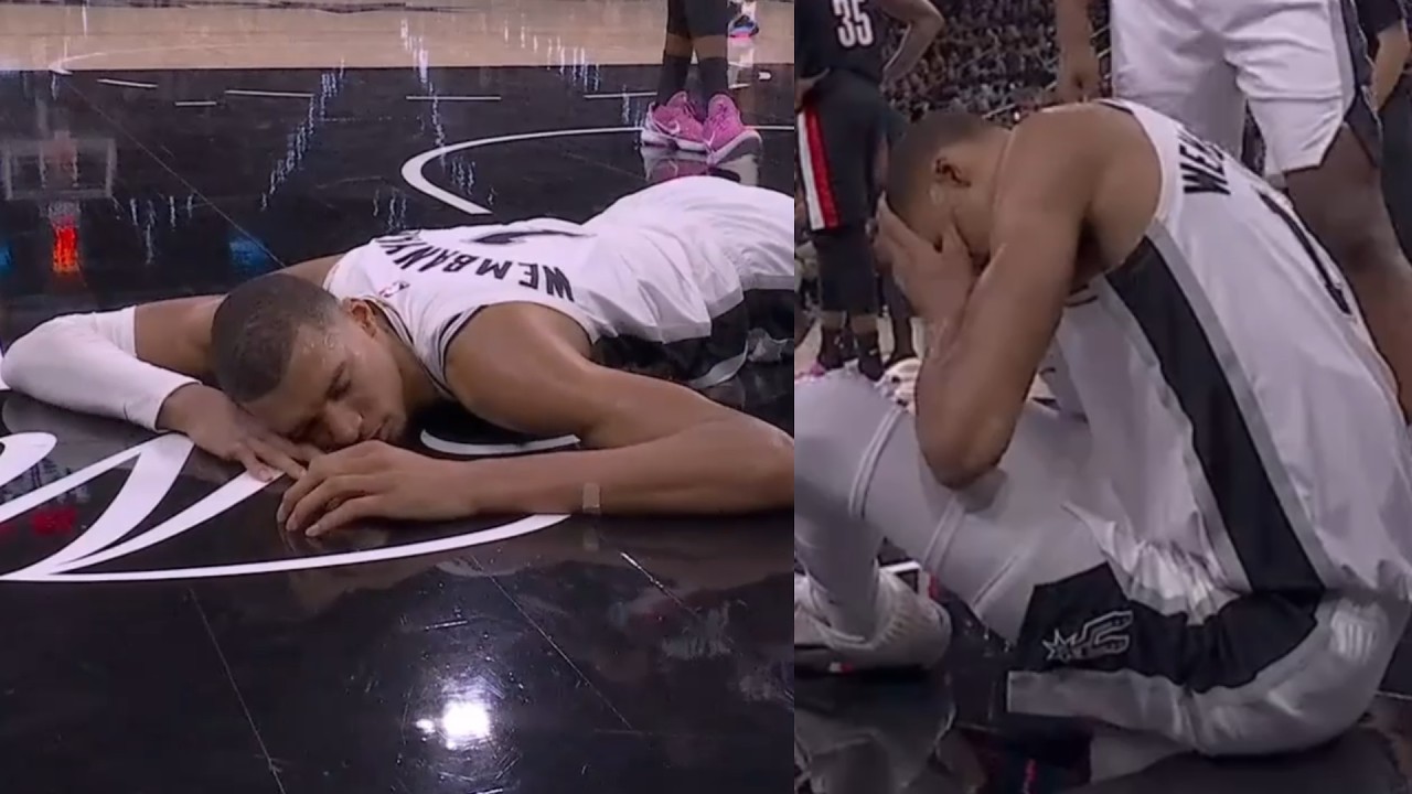 Wemby dazed after head slams into floor and goes to locker room vs Trail Blazers
