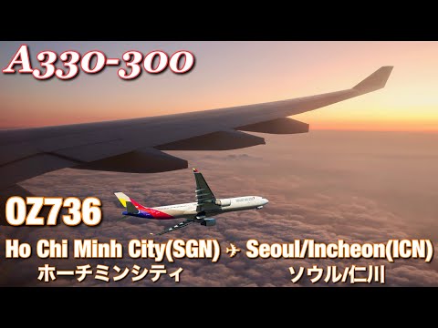 【離着陸機窓】アシアナ航空  ホーチミンシティ - ソウル/仁川  OZ736【Flight Video】