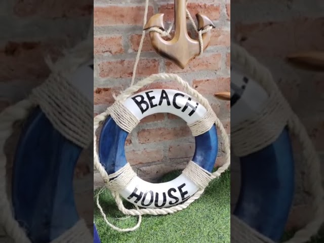 Vídeo relacionado con El Mercader del Mar Remo decoración Nautica Pared, Medida 145cm, Artesanal en Madera (Franjas azules)