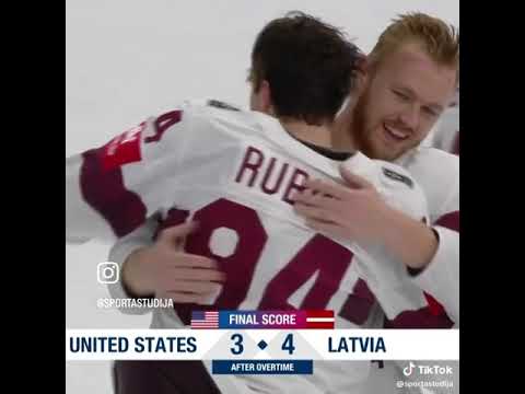 Latvia vs USA 4:3, Bronze medal goal, historical win for Latvia.