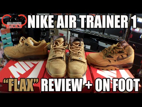 Nike Air Trainer 1 Mid PRM QS Flax (Wheat) Review + On Nike Air Max 1 QS “Flax Pack” On feet Video at Exclucity
