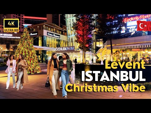🇹🇷 Istanbul Christmas Vibes 2025 | Festive Cheer at Levent 4K Walking Tour