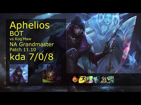 Aphelios ADC & Lulu vs Kog'Maw & Bard - NA Grandmaster 7/0/8 Patch 11.10 Gameplay
