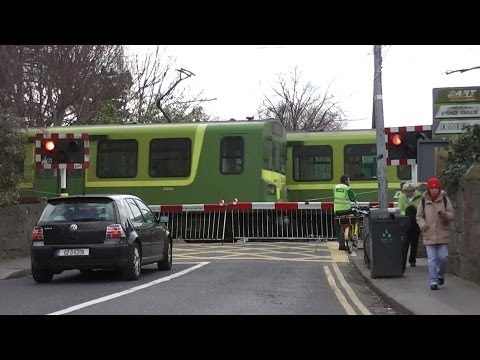 Level Crossing at Sydney Parade - Irish Rail 8300 Class DART Trains