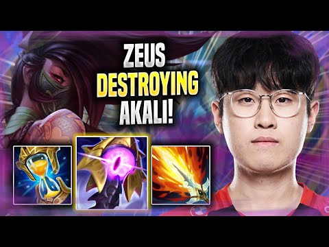 ZEUS DESTROYING WITH AKALI! - T1 Zeus Plays Akali TOP vs Tryndamere! | Season 2022