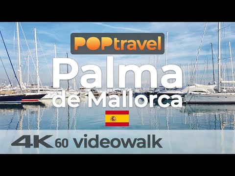 Walking in PALMA de MALLORCA   Spain on a winter evening   4K 60fps UHD