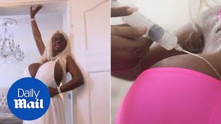 Woman with largest breasts in Europe has injections to darken skin - Daily Mail