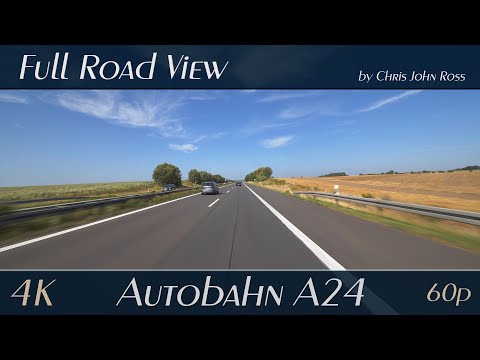 Autobahn (A24), Germany: Parchim - Rasthof Stolpe - Rastplatz Blievenstorf - 4K (2160p/60p) UHD