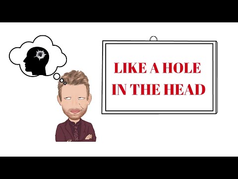English Tutor Nick P Prepositional Phrase (128) Like a Hole in the Head  - (Origin) Animated
