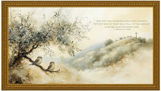 Two Sparrows Bible Verse Art – Matthew 10:29 Christian Wall Art for Samsung Frame TV