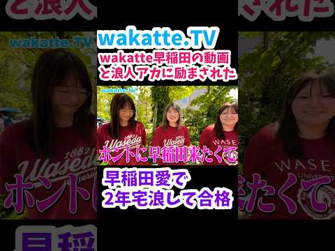 【早稲田愛で頑張れた❤️】２年間宅浪したのち早稲田大学合格したお姉さんにインタビュー【wakatte.TV 切り抜き】
