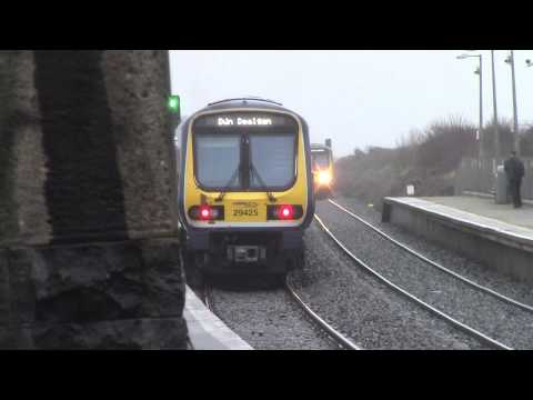 Irish Rail 29000 DMU 29025 departs and 29000 DMU 29011 + 29029 arrives at Gormanston