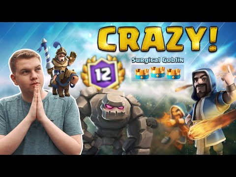 3 CROWN MADNESS! 12 Win Golem Wizard Beatdown Deck LIVE Grand Challenge Gameplay - Clash Royale