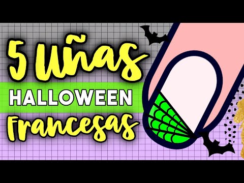 ¡FACILES Y DE TERROR! · 5 UÑAS HALLOWEEN FRANCESAS FACILES 🎃