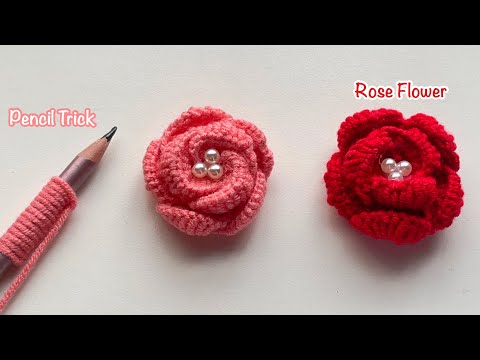 Watch Now! Super Rose Flower Making Idea with Pencil - Hand Embroidery Design Trick - Sewing Hack