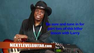 Lead guitar lesson with Larry Mitchell learn Political Rain solo pt1 techniques jam scales rock