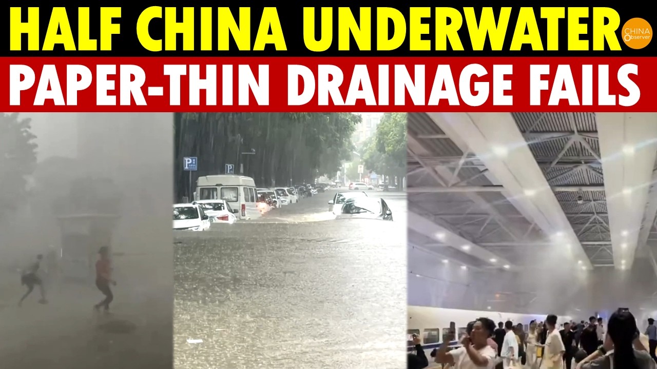 Half Of China Underwater: “Paper-Thin” Drainage Fails, Shanghai Station Turns Into A Waterfall