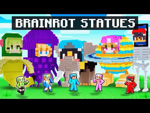 Minecraft STEAL A BRAINROT FRIEND STATUE House Battle!