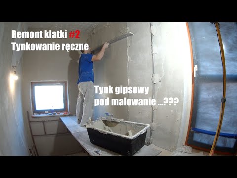 Manual plastering, leveling walls with Cekol TR49 gypsum plaster, preparing walls for plastering