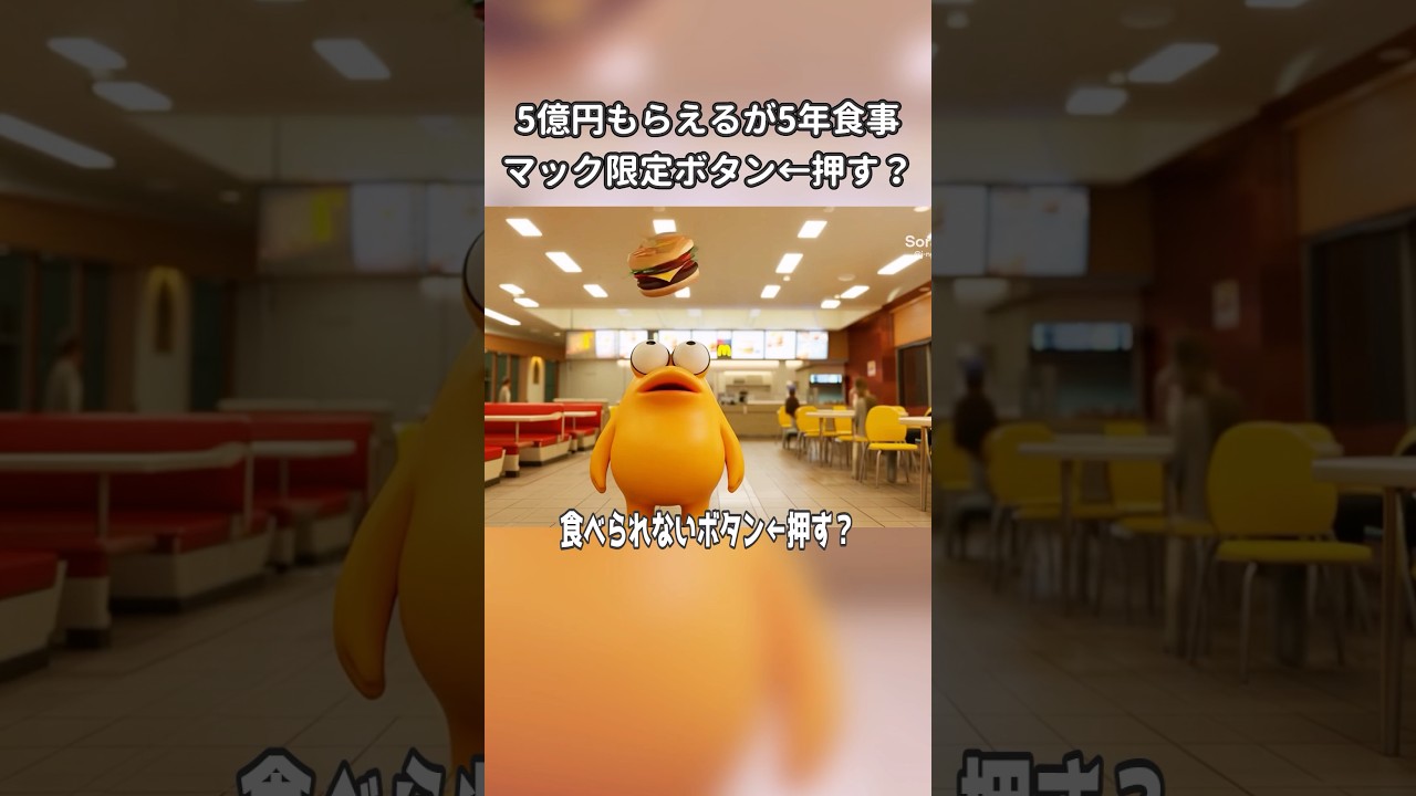 5億円貰えるが5年間マクドナルドしか食べられないボタン←押す？