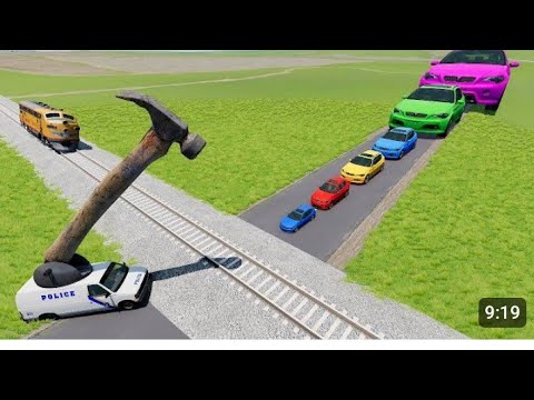 Cars vs Giant Hammer Van with Portal Trap - BeamNG.Drive #15
