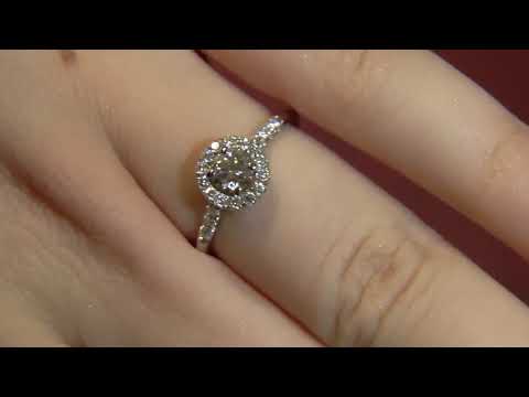 VR1077 1.15ct Halo Antique Style Diamond Engagement Ring