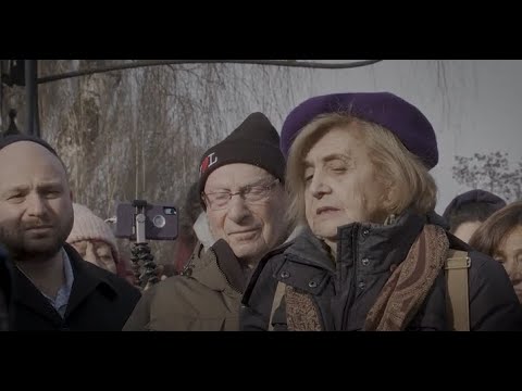 Auschwitz-Birkenau Survivor Tova Friedmann speaks during visit to death camp 75-years later