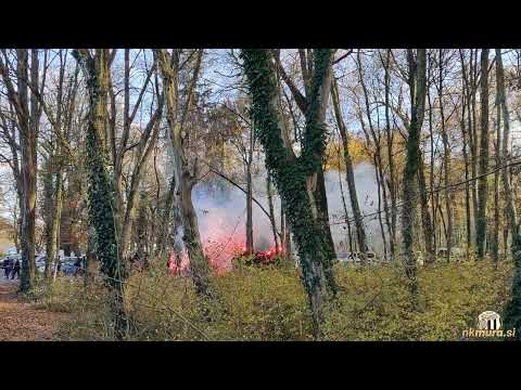 Pirotehnični vložek pred tekmo Mura : Maribor, 26. november 2023