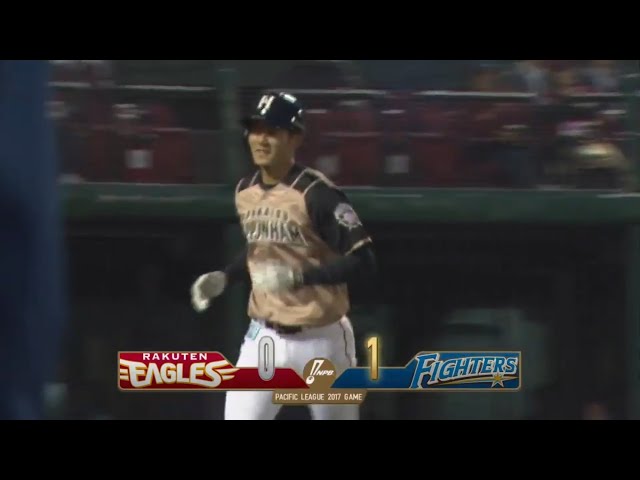 【2回表】ファイターズ・石井一のプロ入り第1号ホームランで先制!! 2017/04/14 E-F